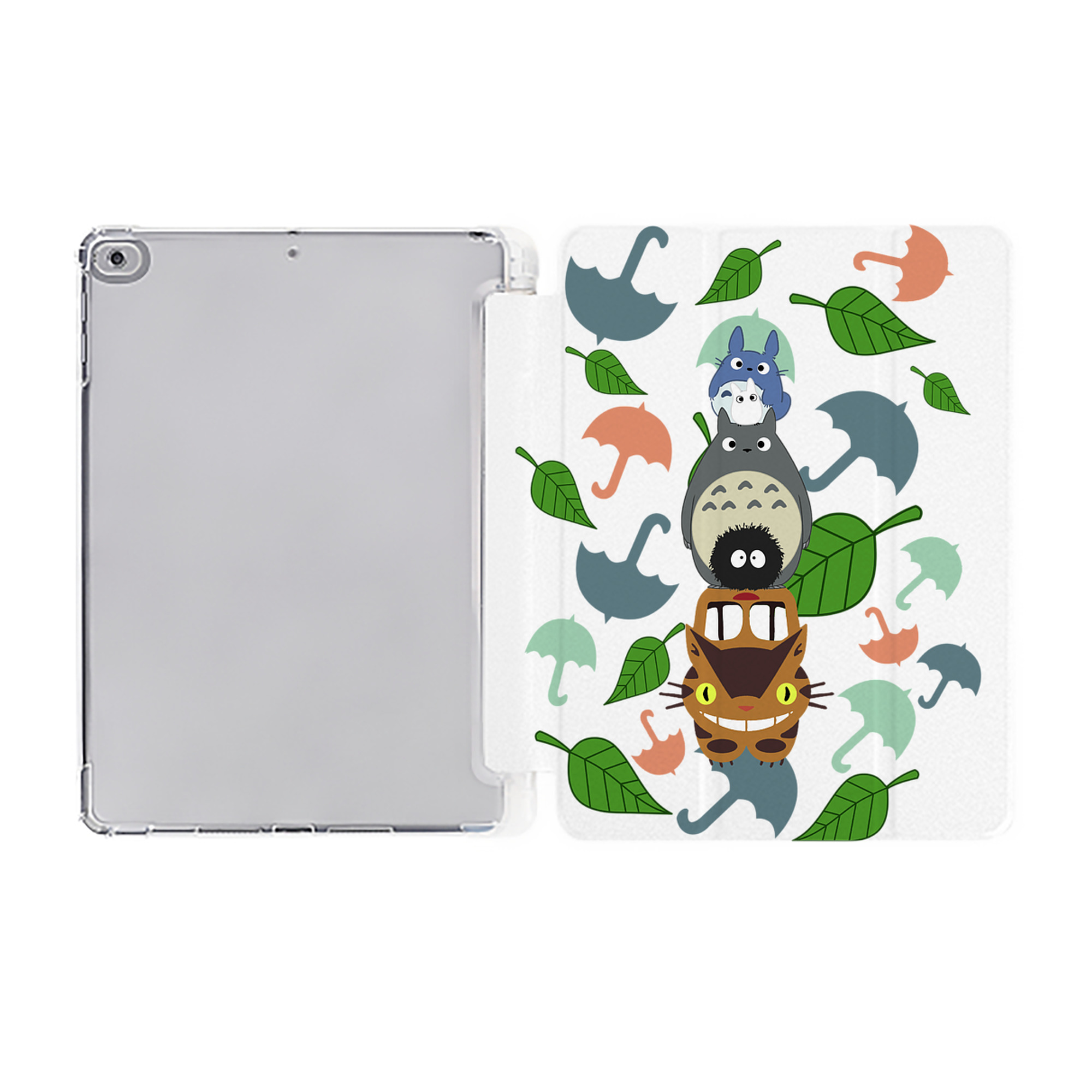 （画像用） となりのトトロ 草壁メイ 草壁サツキ My Neighbor Totoro Satsuki Kusakabe Mei Kusakabe IPad ケース ペン収納付き 三つ折りスタンド PUレザー×シリコン 対応機種9.5/10.5/10.9インチ